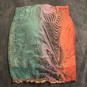 Black Bead Multicolor Swirl Mini Skirt